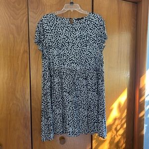 Shein curve navy blue and white floral tiered dress size 2XL